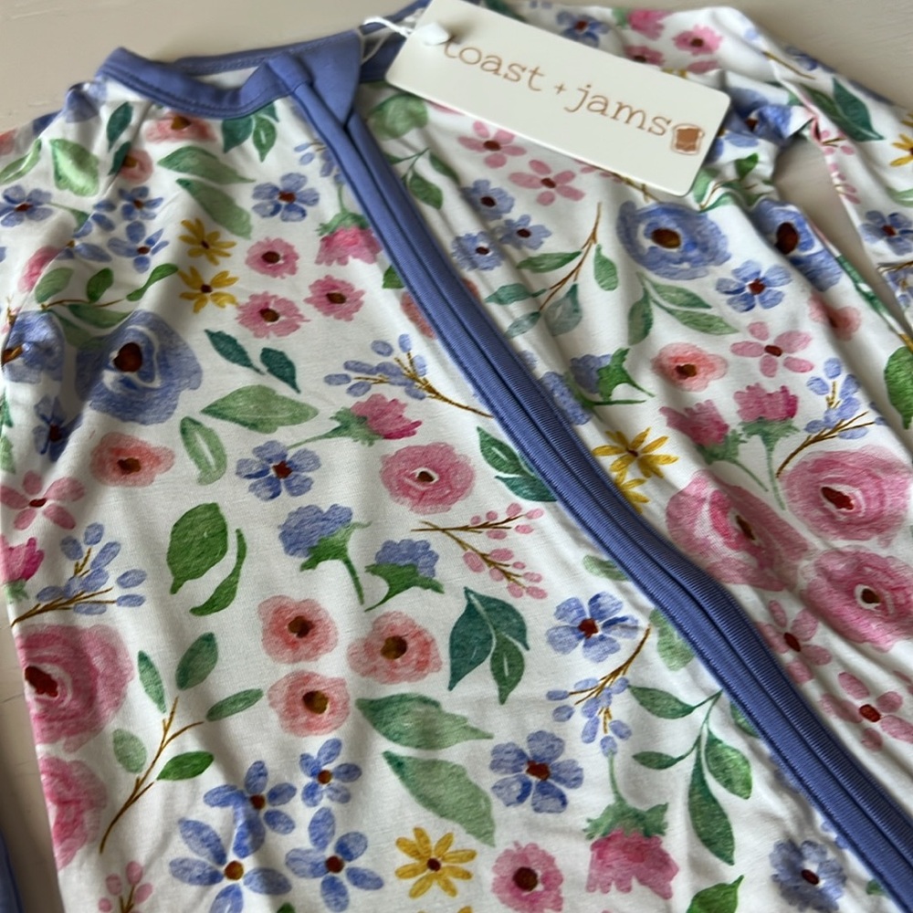 Toast + Jams spring Garden Floral Convertible Romper Coverall 12-18 months - Picture 6 of 8